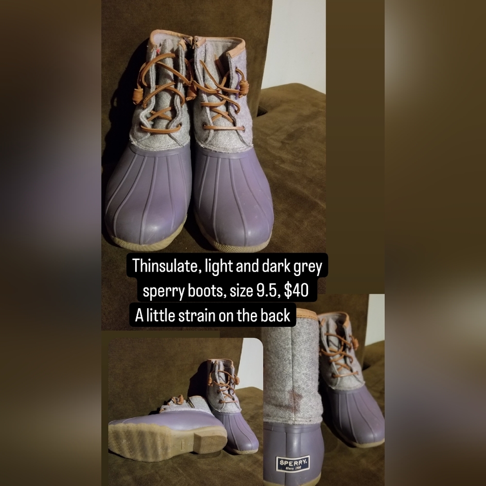 Thinsulate sperry boots, light and dark grey